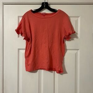 Women's Coral Ruffle Sleeve Top